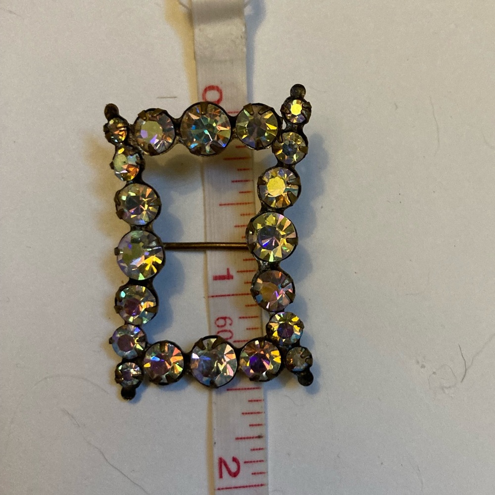 Vintage Rhinestone Rectangular Buckle - image 1